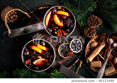 mulled wine with Christmas fir twigs 46313446