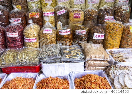 Dried seafood in the local market in Hue, Vietnam. Dried seafood in the local market in Hue, Vietnam. 46314403