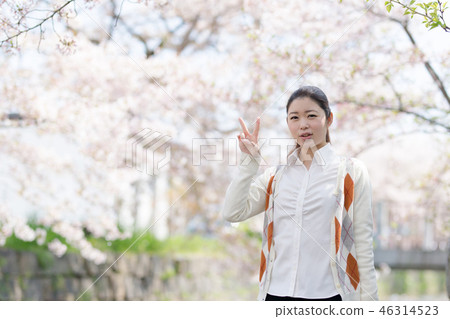 女人，櫻花 46314523