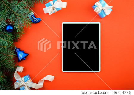 tablet with blank screen, holidays concept 46314786