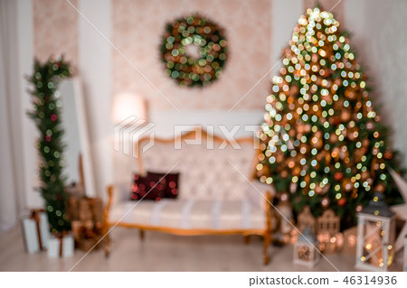 Christmas bokeh light abstract holiday background 46314936