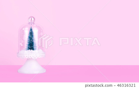Creative Christmas design on pink pastel color background with Christmas tree. Creative Christmas design on pink pastel color background with Christmas tree. 46316321