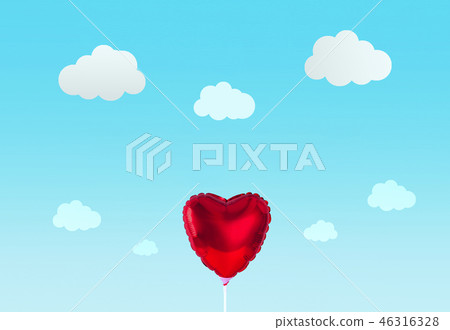 Red heart balloon isolated on blue background. Red heart balloon isolated on blue background. 46316328