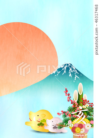 富士山新年的卡片背景 富士山新年的卡片背景 46317468