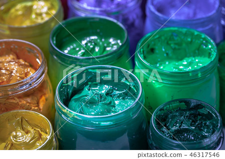 Green turquoise color of screen printing ink 46317546