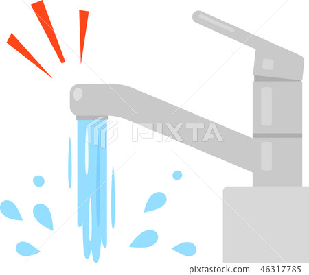 Water flowing vigorously from the lever-type faucet 46317785