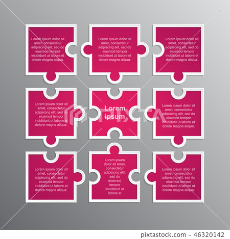 Puzzle Infographic Nine Steps Banner Puzzle Piece. 46320142
