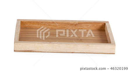 wooden tray isolated on white background 46320199