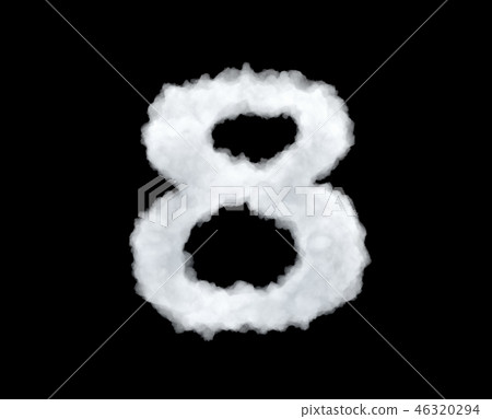 3d rendering of a cloud shaped as number 8 isolated on black background. 46320294