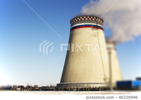 Thermoelectric power station with smoke pipe Thermoelectric power station with smoke pipe 46320946