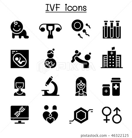IVF, In Vitro Fertilization icon set 46322125