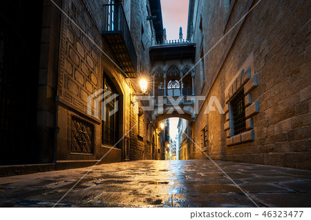 Barri Gothic Quarter and Bridge in Barcelona Barri Gothic Quarter and Bridge in Barcelona 46323477