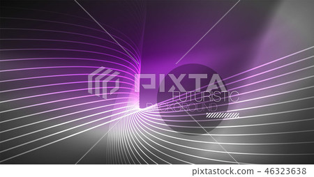 Digital technology abstract background - neon geometric design. Abstract glowing lines. Colorful 46323638