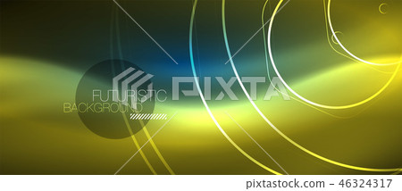 Neon glowing lines, magic energy space blue light concept, abstract background wallpaper design 46324317