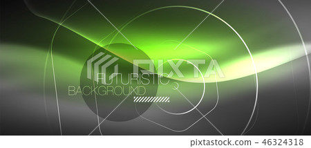 Black and glowing color lines neon design, magin techno template background 46324318