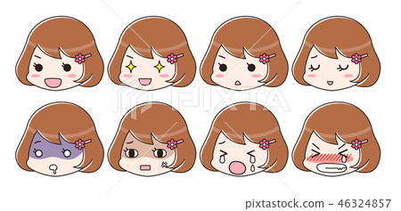 情緒面部表情集棕色女人 46324857