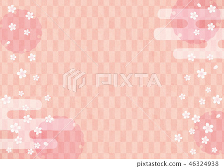 Background material-cherry (checked pattern, pink) Background material-cherry (checked pattern, pink) 46324938