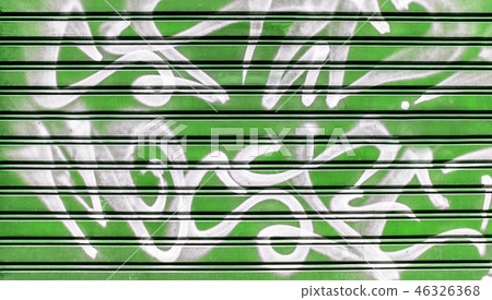 Green garage gate with graffiti Green garage gate with graffiti 46326368