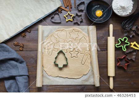 Homemade christmas cookies. The process of baking. 46326453