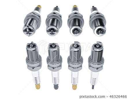 3D Spare parts spark plugs on white background for car and motorcycle 46326466