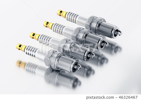 3D Spare parts spark plugs on white background for car and motorcycle 3D Spare parts spark plugs on white background for car and motorcycle 46326467