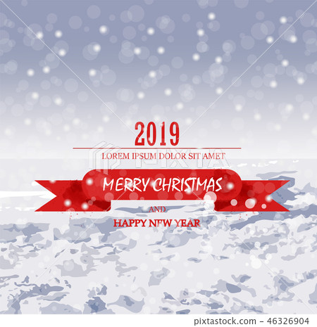 Merry Christmas card with snow Vector 46326904