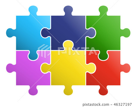 Six Piece Puzzle Vector Images (over 260)