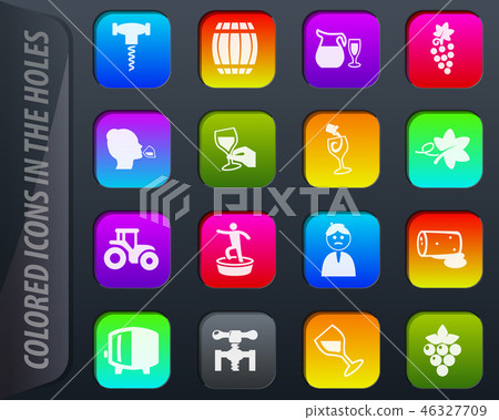 Vineyard and Wine icons set - Stock Illustration [46327709] - PIXTA