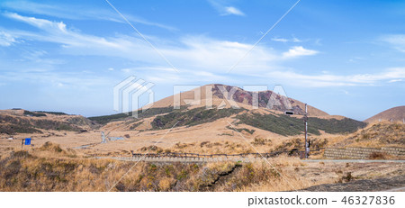 日本 九州 阿蘇 火山 芒草 熊本 aso mountain volcano 46327836