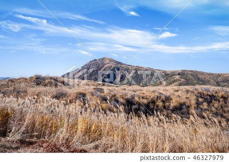 日本 九州 阿蘇 火山 芒草 熊本 aso mountain volcano 46327979