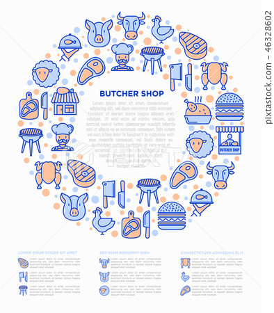 Butcher shop concept in circle 46328602