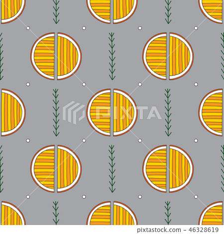 Hand drawn abstract oranges seamless pattern. Vector colorful background in modern style. Striped Hand drawn abstract oranges seamless pattern. Vector colorful background in modern style. Striped 46328619