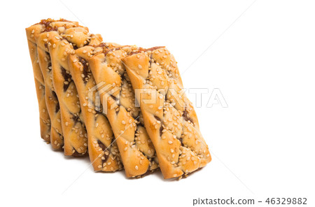 sponge cake with figs isolated sponge cake with figs isolated 46329882