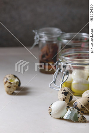 Ingredients for pickled quail eggs Ingredients for pickled quail eggs 46330430