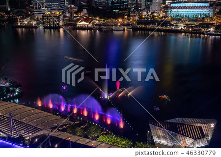 Singapore Marina Bay Night View and Fountain Show Singapore Marina Bay Night View and Fountain Show 46330779