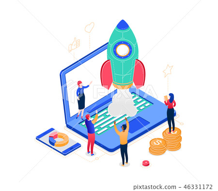 Startup company - modern colorful isometric vector illustration Startup company - modern colorful isometric vector illustration 46331172