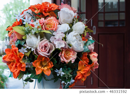 Bouquet of flowers made from plastic. Bouquet of flowers made from plastic. 46331592