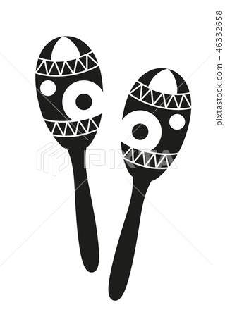 Black and white maracas silhouette. Black and white maracas silhouette. 46332658