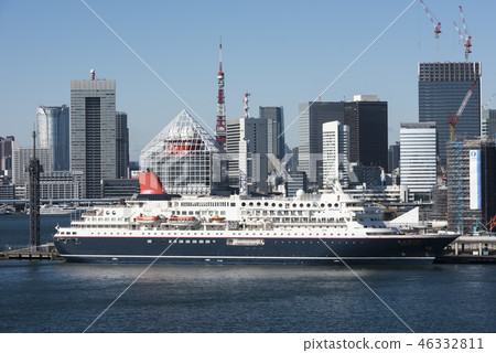 Harumi Pier's Passenger Terminal and Skyscrapers 46332811