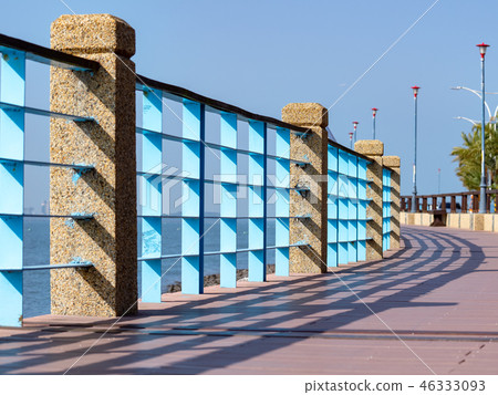 Outdoor riverfront walkway. 46333093