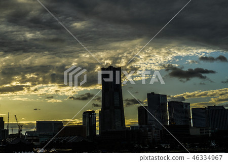 橫濱，港區未來城市景觀剪影 46334967