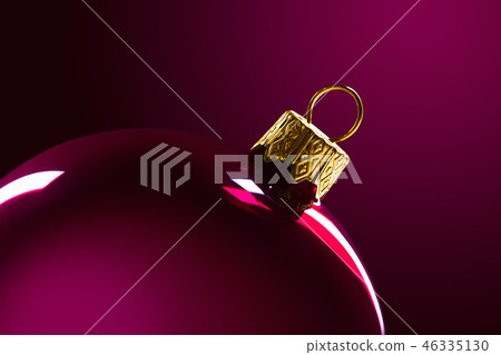 Red Christmas ball in backlight on a red background. Macro. Minimalism 46335130