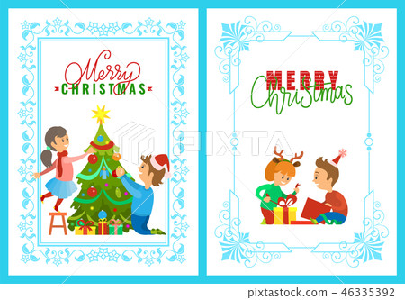 Christmas Holidays, Children Opening Presents 46335392