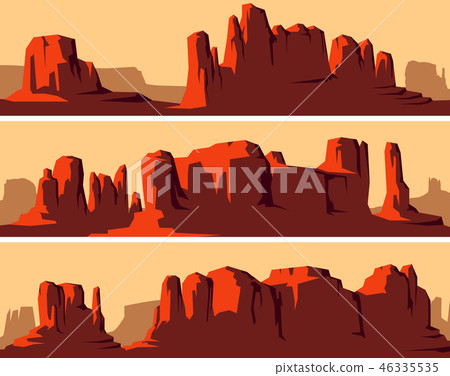 Banner Of Wild West Desert Area With Rocks Stock Illustration