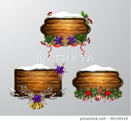 Vector wooden christmas board 46336428