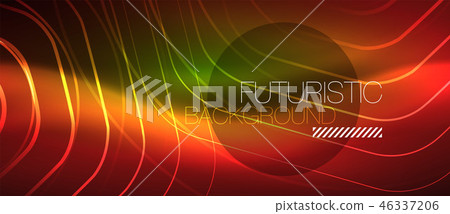 Neon glowing wave, magic energy and light motion background. Vector wallpaper template Neon glowing wave, magic energy and light motion background. Vector wallpaper template 46337206