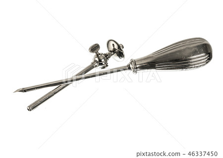 Old trocar isolatet on white background 46337450