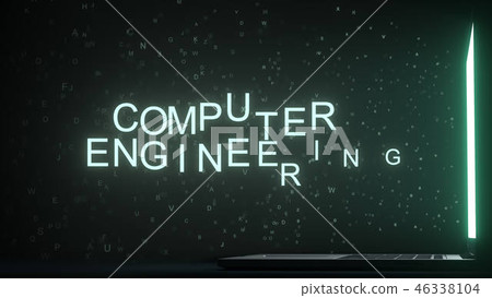 COMPUTER ENGINEERING text appearing near laptop... - Stock Illustration ...