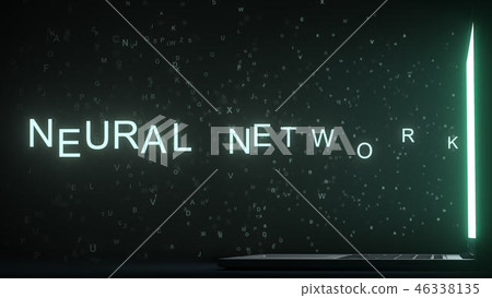 NEURAL NETWORK text appearing near laptop... - Stock Illustration ...