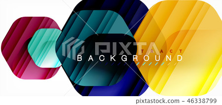 Glossy color hexagons modern composition background, shiny glass design 46338799